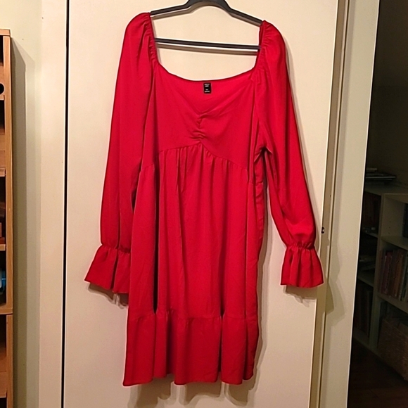 Shein Curve Red Long Puff Sleeve Dress - 3XL - Picture 1 of 4